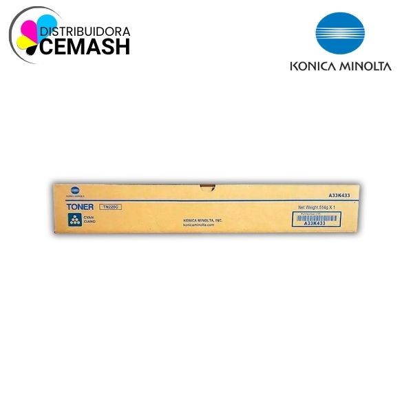 TONER KONICA MINOLTA TN220C CIAN (25K) BIZHUB C221, C281, C223, C283.